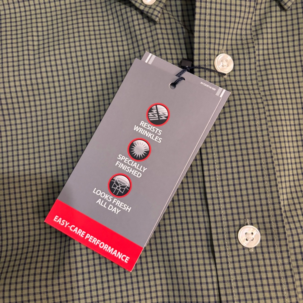 NWT Roundtree & York Travel Smart Green Plaid Button Down LS Shirt Mens 2XB - Picture 2 of 7